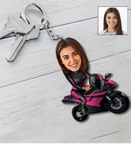 Kişiye Özel Motorcu Kadın Tasarımlı Karikatür Anahtarlık 58