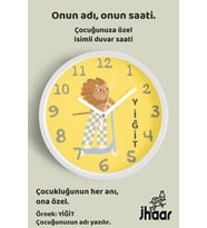 İsme Özel Kaykaylı Aslan Çocuk Odası Duvar Saati Orta Boy 30 cm Beyaz Camlı Sessiz