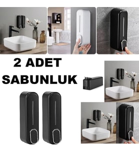 2 Adet Duvara Monte Basmalı Sıvı Sabun Bulaşık Deterjanı Şişesi Sıvı Sabunluk 350 ml Siyah Renk