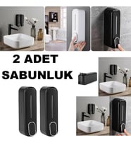 2 Adet Duvara Monte Basmalı Sıvı Sabun Bulaşık Deterjanı Şişesi Sıvı Sabunluk 350 ml Siyah Renk