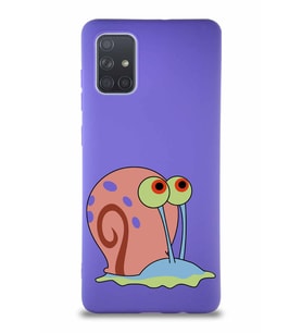 Samsung Galaxy A71 Soft Premier Kapak Salyangoz Gary Tasarımlı Silikon Kılıf - Mor (Şeffaf)