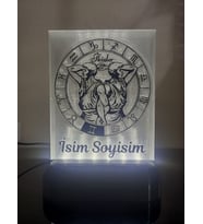 İkizler Burcu Kişiye Özel Isimli Dekoratif Led Lamba - Kablolu Adaptörlü - Beyaz Işıklı