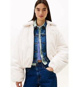Tommy Hilfiger TJW Suni Kürk Kadın Beyaz  Mont DW0DW21669YBH