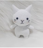 Beyaz Miniş Pisi Uyku Arkadaşı Amigurumi Organik Oyuncak