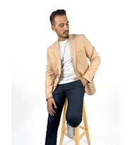 Yavruağzı Renk Torba Cep Tek Ceket Mono Yaka Slim Fit  Agustini