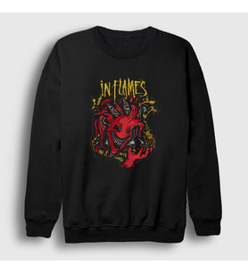 Presmono Unisex Siyah Devil V2 In Flames Sweatshirt 398367tt