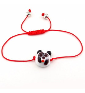 PANDA CAM MAKROME KIRMIZI İP KADIN BİLEKLİK BL154