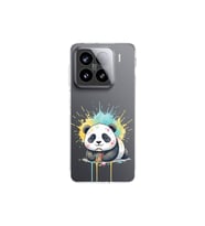 Xiaomi Mi 14 ile Uyumlu Splash Panda Tasarımlı Şeffaf Silikon Kılıf