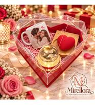 Mirellora Kişiye Özel Romantik Hediye Seti – Kupa, Işıklı Kalp ve Kristal Gül