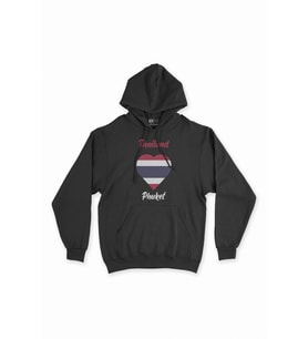 Phuket Tayland Bayraklı Kalpli Siyah Sweatshirt Hoodie