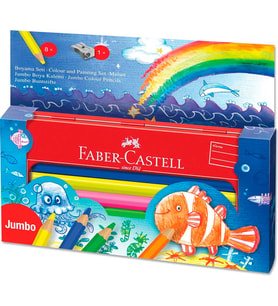 Faber Castell Jumbo Kuru Boya Seti Metal Kutulu 8 Renk
