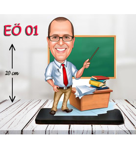 Kişiye Özel Ahşap Biblo - Erkek Öğretmen Karikatür Biblo - Öğretmen Biblo