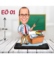 Kişiye Özel Ahşap Biblo - Erkek Öğretmen Karikatür Biblo - Öğretmen Biblo