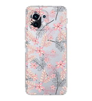 Xiaomi  Mi 11  Kamera Korumalı Kapak Floral Kırmızı Tasarımlı Şeffaf  Kılıf