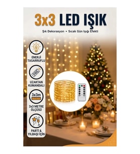 3x3 Metre Sıcak Beyaz Perde LED Işık Dekoratif Şelale Aydınlatma