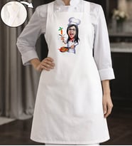 BK Gift Kişiye Özel Karikatürlü Çapraz Askılı Beyaz Mutfak Önlüğü - 6, Aşçı Önlüğü, Şef Önlüğü, Anneye Hediye