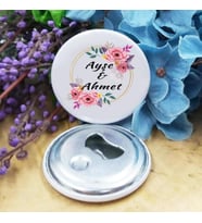 Hayaller Dükkanı 30 Adet Nikah Şekeri Nişan Kına Mıknatıslı Açacak magnet Metal 6 cm Kişiye Özel Pembe