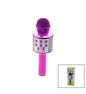 WİRELESS MİKROFON KARAOKE - HOPARLÖR USB ŞARJLI USB - TF - AUX RENKLİ KROM KAPLAMA PİL:800mAh - DC 5V BLS-25