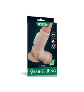 Vibrating Wave Knights Ring with Scrotum Sleeve (White) Titreşimli Penis Halkası
