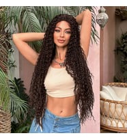 Afro Dalga Fiber Sentetik Tül Peruk - Kahverengi
