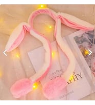 Taç Işıklı Hareketli Kulaklı Peluş Sevimli Tavşan Kulak Kız Çocuk