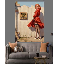 Kırmızı Elbiseli Vintage Kadın Dekoratif Kanvas - Mdf Ahşap Tablo