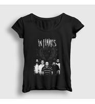Presmono Kadın Siyah Band In Flames T-Shirt 83473tt