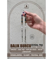 Balık Burcu Zaza Tesbih Doğal Taş Ametist, Kan Taşı, Kaplan Gözü, Labradorit, Necef