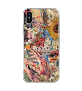 Iphone X / Xs Uyumlu Aesthetic Vintage Kolaj Desenli Şeffaf Telefon Kılıfı