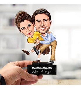 Kişiye Özel Karikatürlü Sevgiliye Hediye Dans Eden Çiftler Biblosu