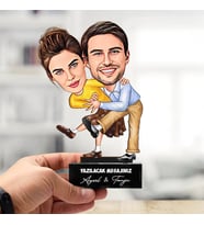 Kişiye Özel Karikatürlü Sevgiliye Hediye Dans Eden Çiftler Biblosu