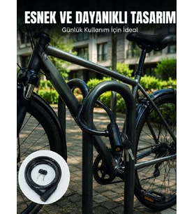 Bisiklet Kilidi 12 mm Kalın Çelik Halat 80 cm Anahtarlı Güvenlik Kilidi 2 Anahtarlı PVC Kaplamalı
