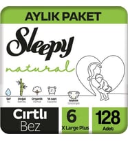 Sleepy Natural Bebek Bezi XL 6 No 64 lü x 2 Adet (Bordo)