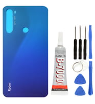 Xiaomi Redmi Note 8 Uyumlu Arka Cam Kapak Batarya Pil Kapağı Mavi + Yapıştırıcı B7000 15ml + Tamir Montaj Seti