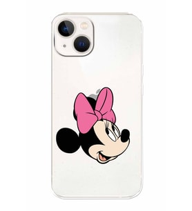 Apple iPhone 13 Uyumlu Kamera Korumalı Tıpalı Kapak Minnie Mouse TasarımlıŞeffaf Kılıf