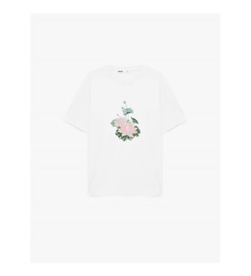 Koton Nilüfer Çiçek Baskılı Beyaz Kadın T-Shirt 6SAK50087EK