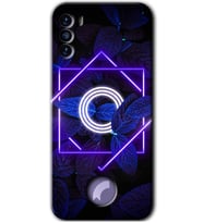 Reeder S19 Max Pro S Kılıf HD Desen Baskılı Arka Kapak - Dark Neon Yaprak O Harfi