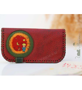 Küçük Prens Figürlü Büyük Cüzdan Etnik Bohem Retro Vintage Style - BORDO