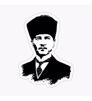 Atatürk Sticker Yapıştırması Sİyah Renk 18 CM