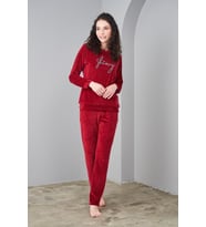 Pjs 24579 Kadın Sıfır Yaka Kadife Spor Takım