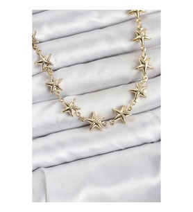 Mey İthalat® Yıldız Model Pirinç Gold Renk Kadın Kolye