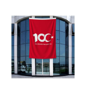 Kırmızı Türkiye Cumhuryetinin 100.Yılı Poster Bayrak Raşel Kumal 4x6 metre ATA53
