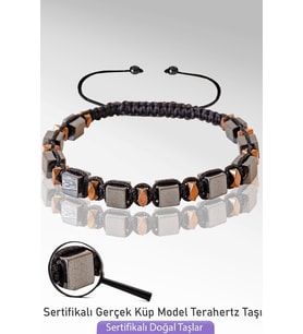 Sertifikalı Rose Hematitli Terahertz Taşı Bileklik - Titreşim Taşı (Çok Renkli)