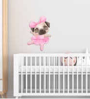 BK Gift Tatlı Köpek Tasarımlı Çocuk Odası Ahşap Duvar Süsü-2 (Beyaz)