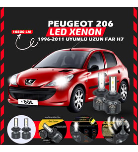 Peugeot 206 1996-2011 Uzun Far Uyumlu Şimşek Etkili Led Xenon Premium Series H7