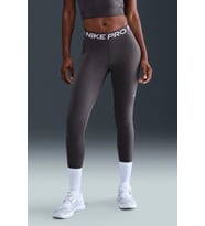 Nike Pro 365 Dri Fit Training Legging Tight Fit Thunder Grey White Kadın File Panelli Spor Tayt Füme