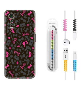 General Mobile GM 21 Pro GM 22 Pro Plus Kılıf Kablo Koruma Spiral Silikon Barbie and Shoes 1413
