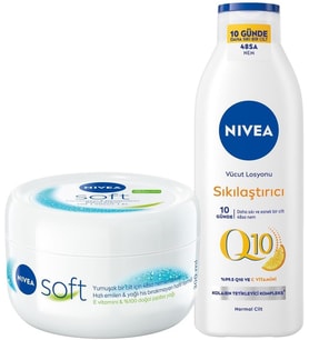 Q10 Sıkılaştırıcı C Vitamini Vücut Bakım Losyonu 250Ml Nemlendirici Krem 300Ml, Esnek Cilt