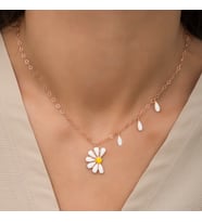 Papatya Seviyor Sevmiyor Mineli Rose Kolye-925 Ayar Gümüş