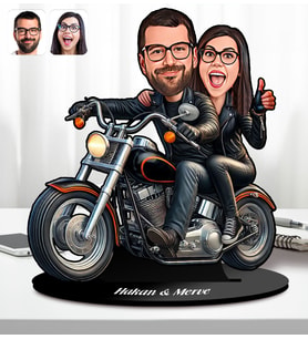 BK Gift Kişiye Özel Chopper Motorcu Sevgili Karikatür Biblo-1, Arkadaşa Hediye, Sevgiliye Hediye, Doğum Günü Hediyesi
